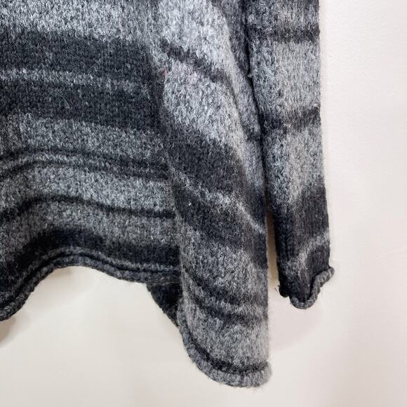 360 Cashmere Striped Drape Front Cardigan Sweater Black Gray XSmall Wool Blend - Picture 5 of 10